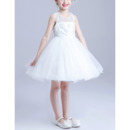 Little Girls Cute Princess Ball Gown Sleeveless Short Satin Flower Girl Dress