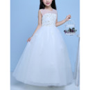 Classy Ball Gown Floor Length Organza White Flower Girl Dress