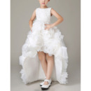 Inexpensive Pretty High-Low Organza Floral Skirt Flower Girl Dress