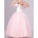 Classy Beautiful Ball Gown Floor Length Pink Flower Girl Dress with Jackets