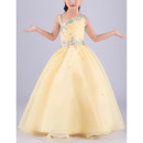 Beautiful Ball Gown Asymmetric Sleeveless Floor Length Flower Girl Dress