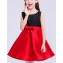 Little Girls Pretty Cute A-Line Sleeveless Short Lace & Satin Flower Girl Dress