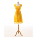 Elegant Sweetheart Cap Sleeves Knee Length Chiffon Homecoming Dress