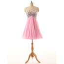 Hipster Sweetheart Short Pink Chiffon Beading Homecoming Dress