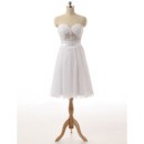 Simple Sweetheart Sleeveless Knee Length Little White Chiffon Homecoming Dress