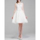 Affordable Casual A-Line Sleeveless Lace Short Open Back Wedding Dress