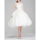 Classic Modern Ball Gown Strapless Knee Length Taffeta Wedding Dress