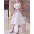 Timeless Elegant A-Line Bateau Sleeveless Tea Length Lace Wedding Dress