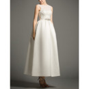 Inexpensive Chic Ball Gown Tea Length Satin Reception Wedding Dress