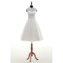 Elegant A-Line Sleeveless Knee Length Lace Short Reception Wedding Dress