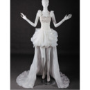 Custom Chic High-Low Sweep Train Organza Wedding Dress with Straps