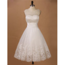 Affordable Charming A-Line Sleeveless Knee Length Organza Beading Wedding Dress