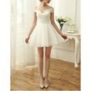 Timeless Chic Off-the-shoulder Cap Sleeves Short Organza Wedding Dress