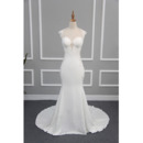 Classy Sheath Sweetheart Sweep Train Sheer Back Wedding Dress