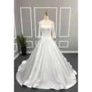 Vintage Classic A-Line Off-the-shoulder Wedding Dress with 3/4 Long Sleeves