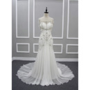 Custom Chic Sweetheart Chapel Train Chiffon Wedding Dress with Beads