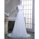 Classic Fit and Flare A-Line Sleeveless Sweep Train Wedding Dress with Belts