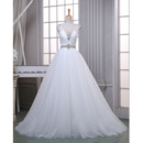 Simple Classic A-Line Sweetheart Sleeveless Sweep Train Organza Wedding Dress
