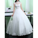 Custom Classic Ball Gown Mandarin Collar Floor Length Organza Wedding Dress