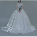 Inexpensive Luxury Ball Gown Satin Backless Wedding Dress with Straps