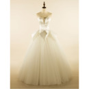 Modern Ball Gown Floor Length Satin Tulle Lace-Up Wedding Dress