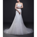 Custom Designer Trumpet Strapless Sweep Train Satin Fit and Flare Wedding Dress