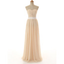 Inexpensive Modest Sweetheart Floor Length Chiffon Bridesmaid Dress with Belt Under 100