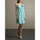 Designer Strapless Short Chiffon Beach Bridesmaid/ Wedding Party Dress