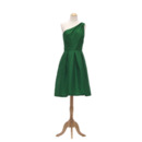 Simple Style One Shoulder Short Green Taffeta Bridesmaid Dress