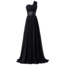 Simple Empire waist One Shoulder Long Chiffon Bridesmaid Dress