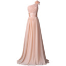 Inexpensive One Shoulder Floor Length Chiffon Bridesmaid Dress