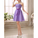 Empire Waist Strapless Mini Bridesmaid/ Wedding Party Dress with Sashes