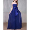 Best Strapless Floor Length Chiffon Bridesmaid Dress with Sashes