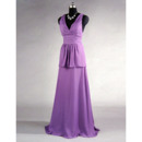 Affordable V-Neck Sleeveless Floor Length Chiffon Bridesmaid Dress