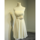 Simple Strapless Knee Length Chiffon Bridesmaid/ Homecoming Dress