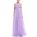 Simple One Shoulder Full Length Chiffon Bridesmaid Dress Under 100