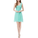 Affordable One Shoulder Sweetheart Short Chiffon B Bridesmaid Dress