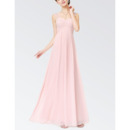 Elegant Sleeveless Long Chiffon Summer Bridesmaid Dress with Straps