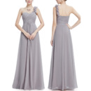 Affordable Elegant One Shoulder Long Chiffon Bridesmaid Dress