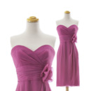 Affordable Column Sweetheart Knee Length Chiffon Beach Bridesmaid Dress