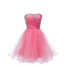 Affordable Sweetheart Short Satin Tulle Rhinestone Cocktail Party Dress