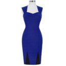 Women Tight Sheath Sweetheart Sleeveless Short Satin Cocktail Party Dress