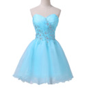 Simple Ball Gown Sweetheart Short Organza Lace-Up Cocktail Party Dress