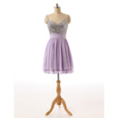 Spaghetti Straps Sweetheart Short Chiffon Sequin Cocktail Dress