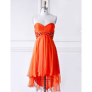 Classy Empire Sweetheart High-Low Satin Cocktail Party Dress