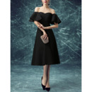 Cheap Off-the-shoulder Bell Sleeves Black Formal Cocktail Party Dress