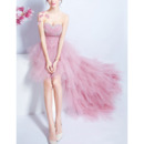 Beautiful Sweetheart High-Low Organza Layered Skirt Cocktail Party Dress