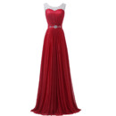 Elegant Full Length Red Satin Rhinestone Formal Evening Dress