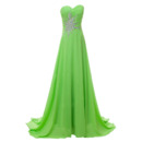 Classy A-Line Sweetheart Sweep Train Chiffon Rhinestone Formal Evening Dress