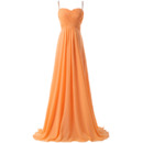 Simple New Spaghetti Straps Floor Length Chiffon Formal Evening Dress